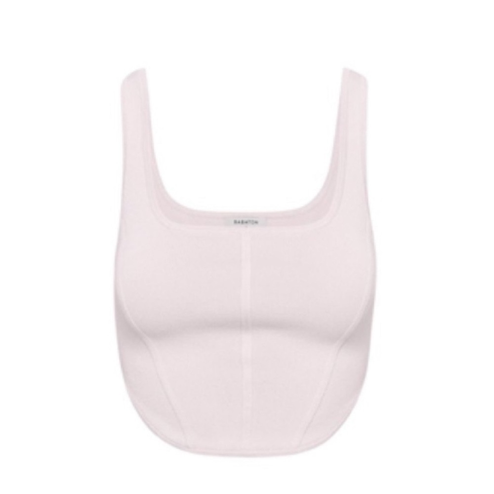 Babaton Pink Tank Top with Wide Straps and Scoop Neckline
